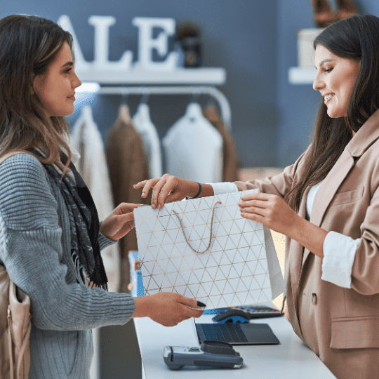 Modern buyer shopping by the company's digital marketing examples.