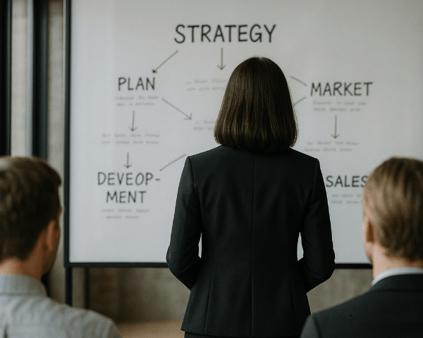 A team of website marketers looking at strategies.