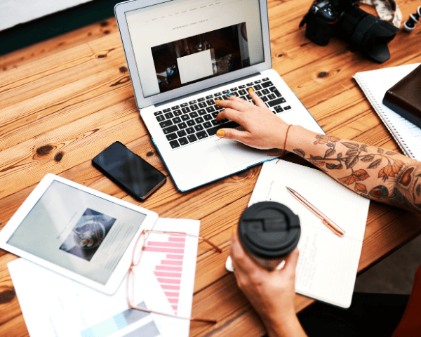 A marketers agency working on client tasks.