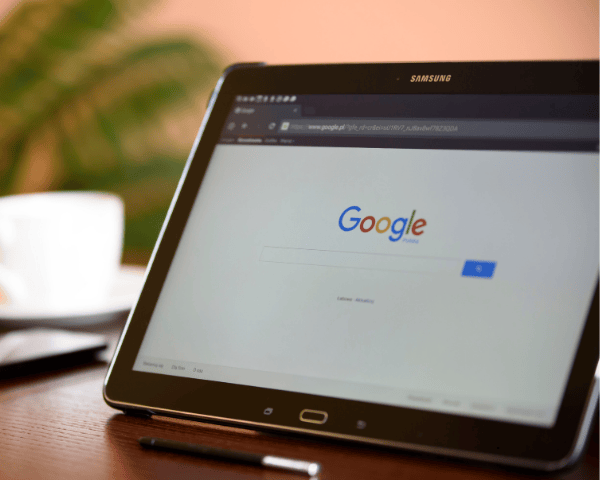 A marketers agency laptop on the google website.