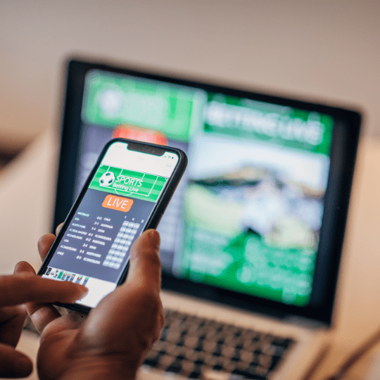 A person using a mobile website design in Miami.