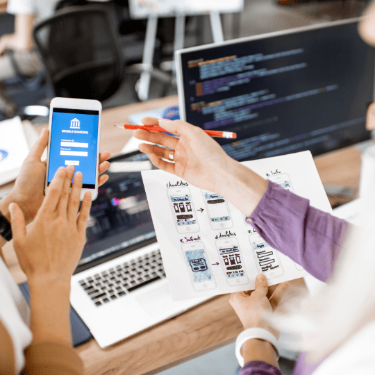 Quality of a good mobile website design in Miami being observed.
