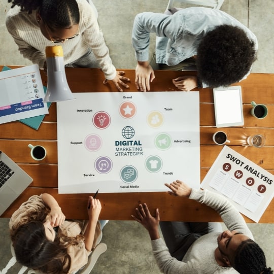 People working in a digital marketing agency in us together.