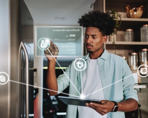 A man in a web design firms using technology for security.