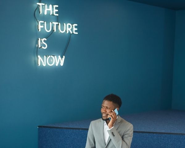 A man talking on the phone.