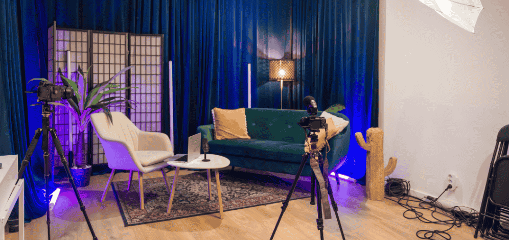 A podcast studio of a social media marketing agency.
