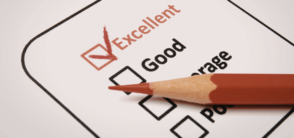 An online reputation management rating written down on a paper.