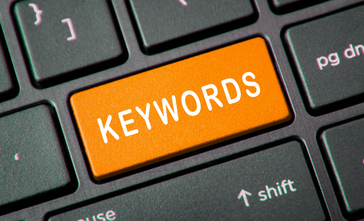 A keyword search button on a keyboard.